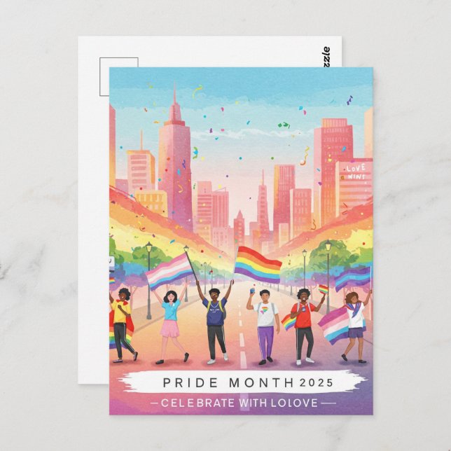 "Pridet Månad 2025 - Firande med Kärlek" Vykort (Fram/baksida)