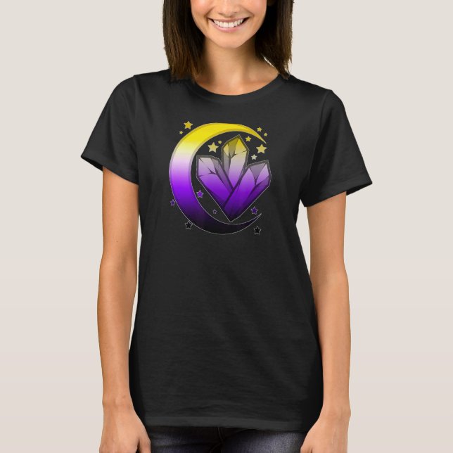 Pridet Måne Boho, icke-binär kelestial Andlig Enby T Shirt (Framsida)