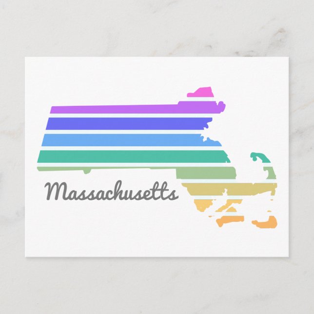 Pridet Massachusetts Rainbow Minimalist Vacation Vykort (Framsida)