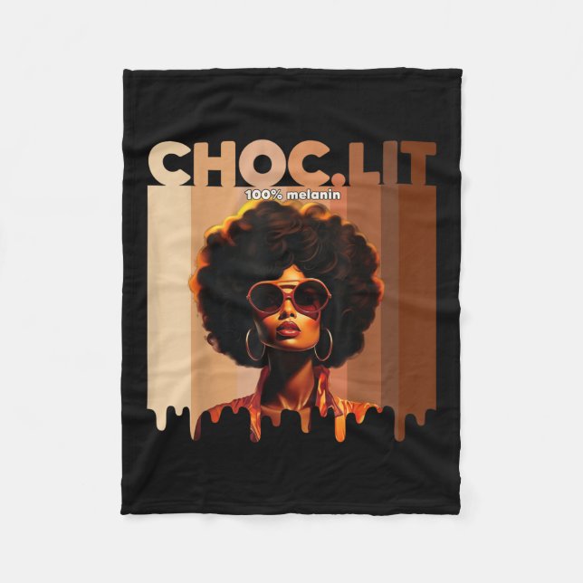 Pridet Melanin Afrika G i månaden Choclit Black Hi Fleecefilt (Framsidan)