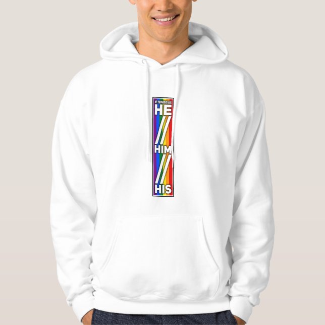 Pridet mina pronouns är han hans hoodie (Framsida)