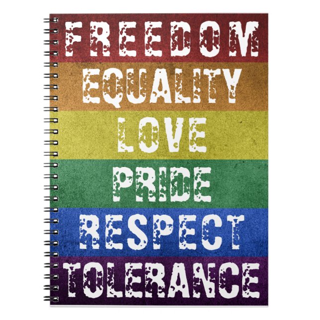 Pridet Modern Rainbow Rand Flagga Anteckningsbok (Framsidan)