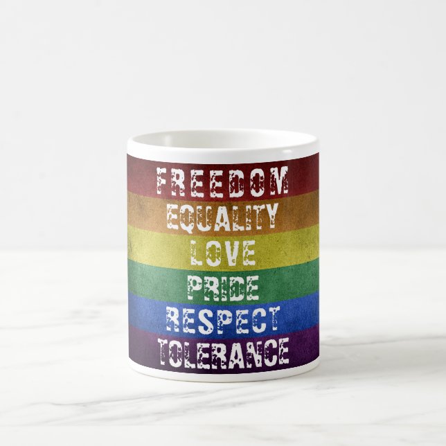 Pridet Modern Rainbow Rand Flagga Kaffemugg (Center)