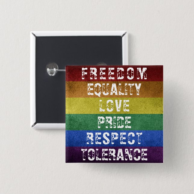 Pridet Modern Rainbow Rand Flagga Knapp (Framsida & baksida)