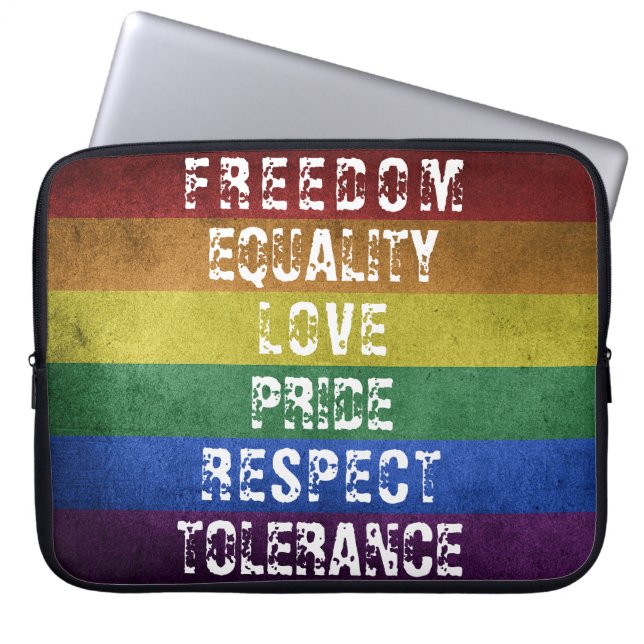 Pridet Modern Rainbow Rand Flagga Laptop Fodral (Framsidan)