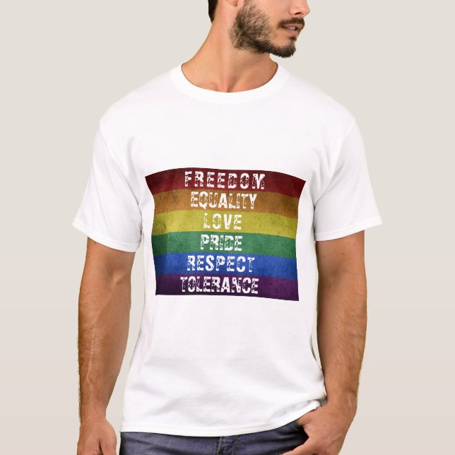 Pridet Modern Rainbow Rand Flagga T Shirt (Framsida)