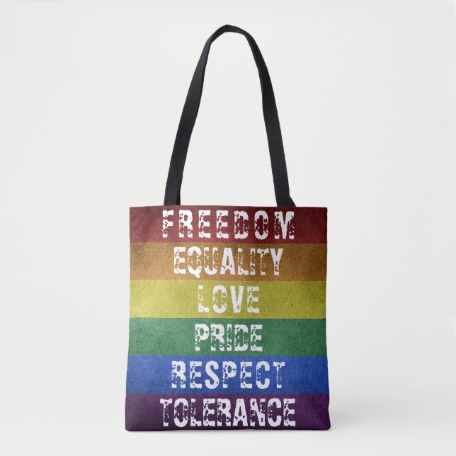 Pridet Modern Rainbow Rand Flagga Tygkasse (Framsida)