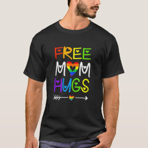 Pridet Mon för kvinnliga fria Mamma Hugs Rainbow H T Shirt