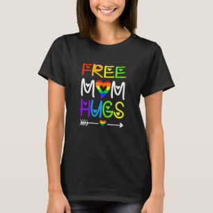 Pridet Mon för kvinnliga fria Mamma Hugs Rainbow H T Shirt