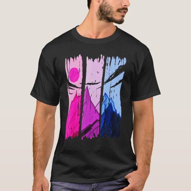 Pridet Mountains Bisexual Subtle Bi T Shirt (Framsida)