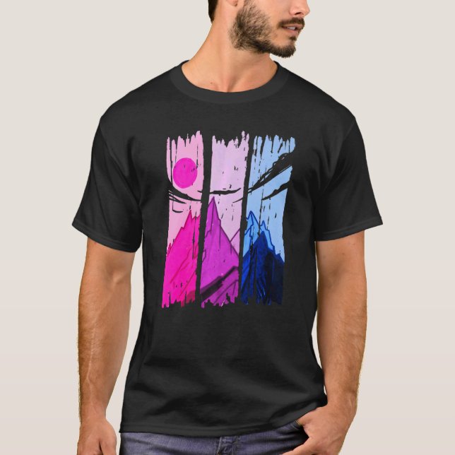 Pridet Mountains Bisexual Subtle Bi T Shirt (Framsida)