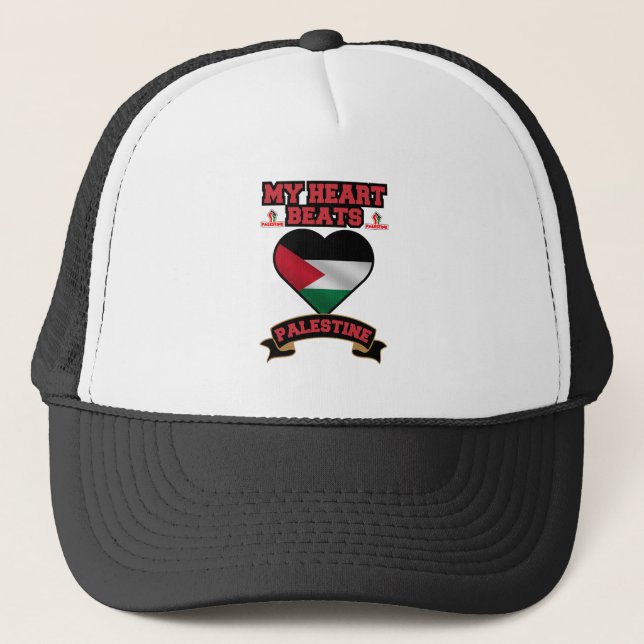 Pridet Palestine Heart Flagga Support Freedom Keps (Framsida)