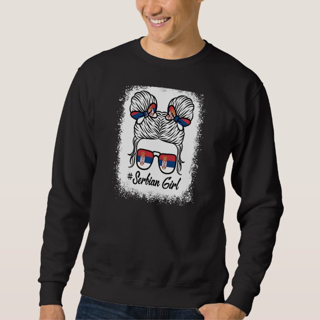 Pridet Patriotic Wome, Serbiska Flagga Lång Ärmad Tröja (Framsida)