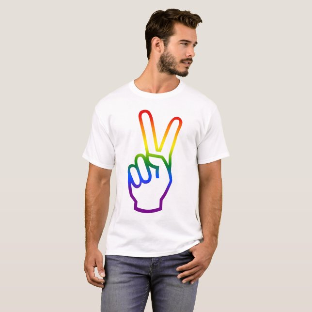 Pridet Peace Rainbow Flagga HBT Färg T Shirt (Hel framsida)