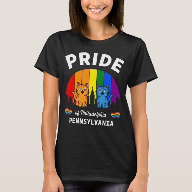 Pridet Philadelphia City Pennsylvania USA Rainbo T Shirt (Framsida)
