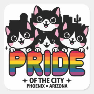 Pridet Phoenix City Arizona USA Rainbow Flagga Fyrkantigt Klistermärke