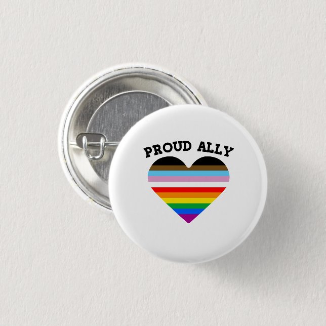 Pridet Proud Ally Progress Knapp (Framsida & baksida)