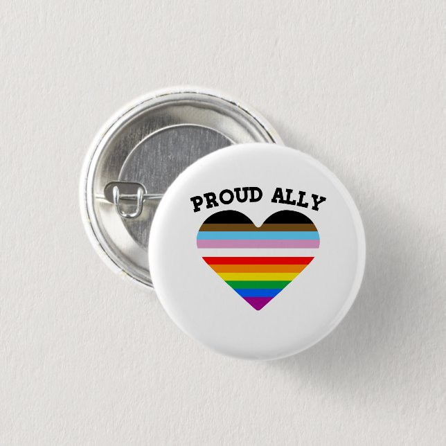 Pridet Proud Ally Progress Knapp (Framsida & baksida)