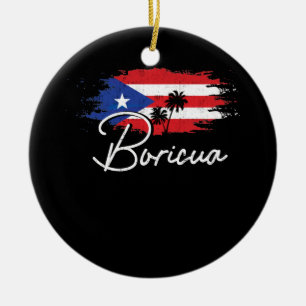Pridet Puerto Rico Boricua Puerto Rican Flagga Julgransprydnad Keramik