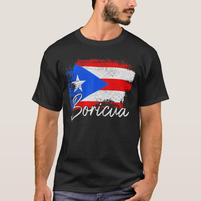 Pridet Puerto Rico Boricua Puerto Rican Flagga T Shirt (Framsida)