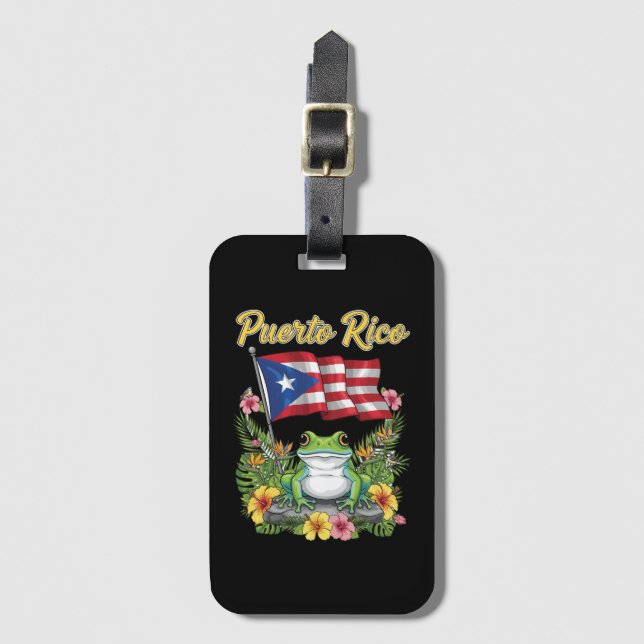 Pridet Puerto Rico Coquí Frog Boricua Bagagebricka (Framsida vertikal)