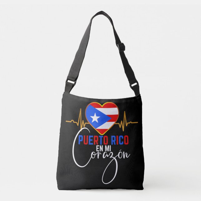 Pridet Puerto Rico en mi Corazon Puerto Rican  Axelväska (Framsida)