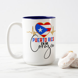 Pridet Puerto Rico en mi Corazon Puerto Rican Två-Tonad Mugg