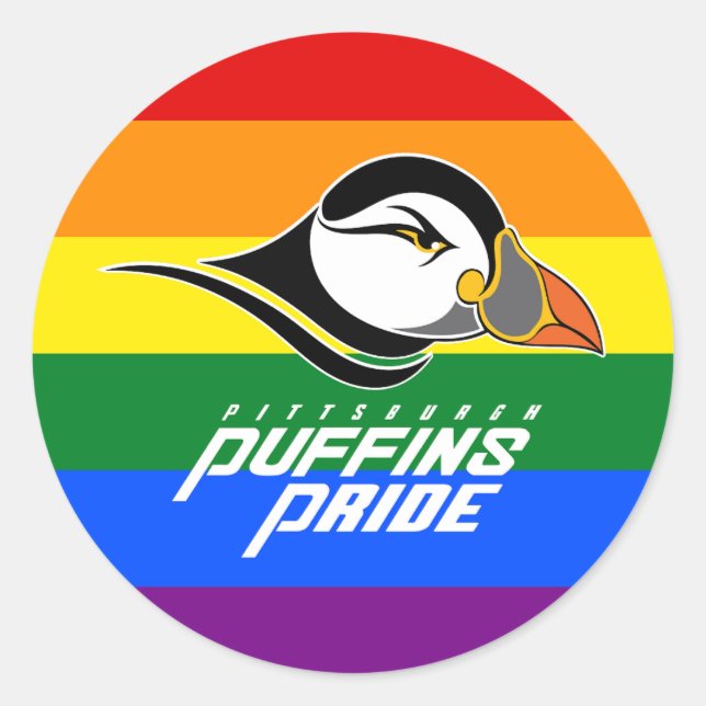Pridet Puffins Runt Klistermärke (Framsida)