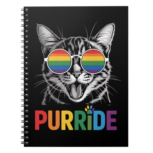 Pridet Purride Cat Gay Lesbisk Rainbow LGBTQ Ally Anteckningsbok (Framsidan)