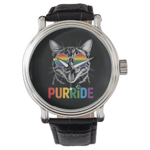 Pridet Purride Cat Gay Lesbisk Rainbow LGBTQ Ally Armbandsur
