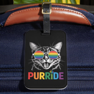 Pridet Purride Cat Gay Lesbisk Rainbow LGBTQ Ally Bagagebricka