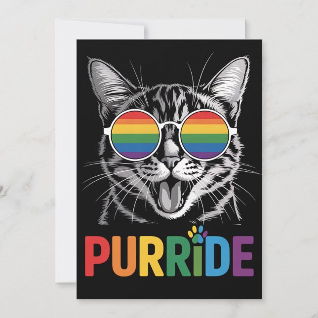 Pridet Purride Cat Gay Lesbisk Rainbow LGBTQ Ally Inbjudningar (Framsida)