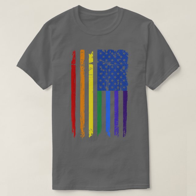 Pridet Rainbow American Flagga Gay pride Month  T Shirt (Design framsida)