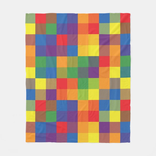 Pridet Rainbow Buffalo Check Play Fleecefilt (Framsidan)