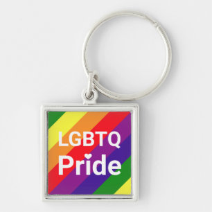 Pridet Rainbow Färg Stripe, HGBTQ- Fyrkantig Silverfärgad Nyckelring