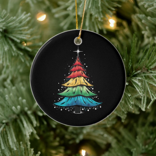 Pridet Rainbow Flagga Gay Julgran Gifts från HBT- Julgransprydnad Keramik (Träd)
