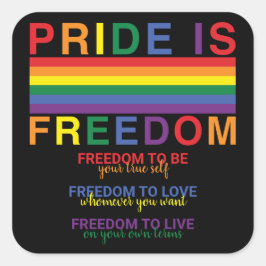 Pridet Rainbow Flagga HGBTQ är Freedom Gay rights Fyrkantigt Klistermärke
