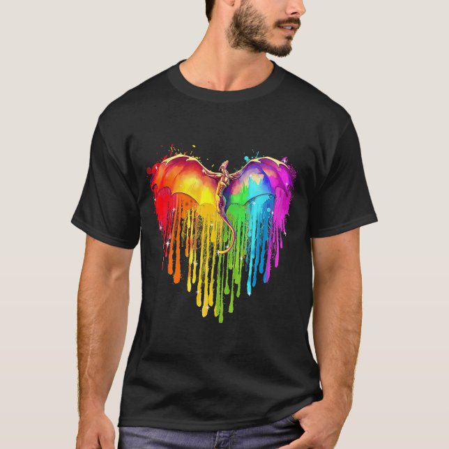 Pridet Rainbow Heart LGBT Rainbow Drago T Shirt (Framsida)