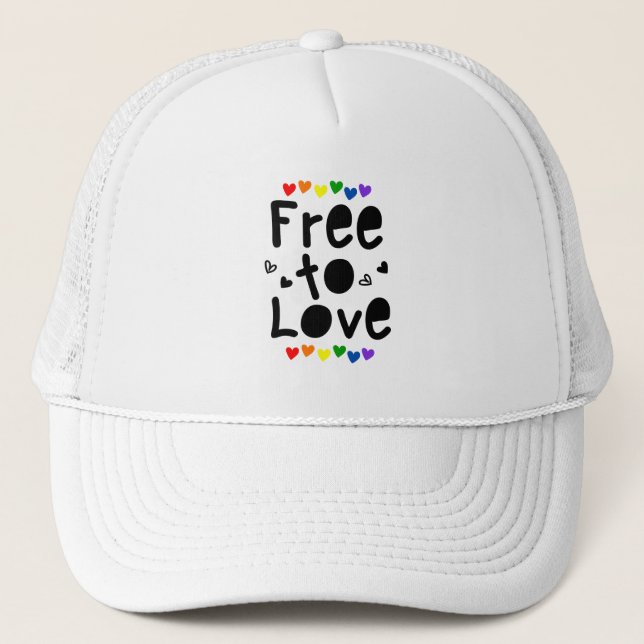 Pridet Rainbow Hearts Free till Kärlek Keps (Framsida)