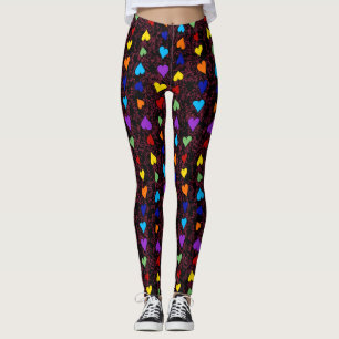 Pridet Rainbow Hearts LGBT Gay Queer One Kärlek Leggings