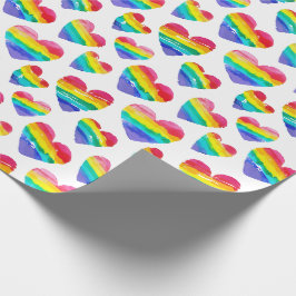 Pridet Rainbow Hearts White Presentpapper