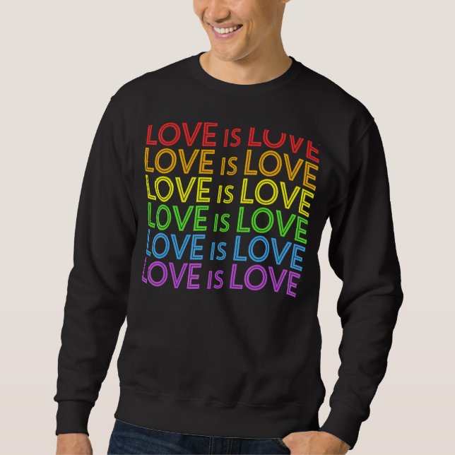 Pridet Rainbow Lgbt Equality Kärlek är Kärlek Gay Lång Ärmad Tröja (Framsida)