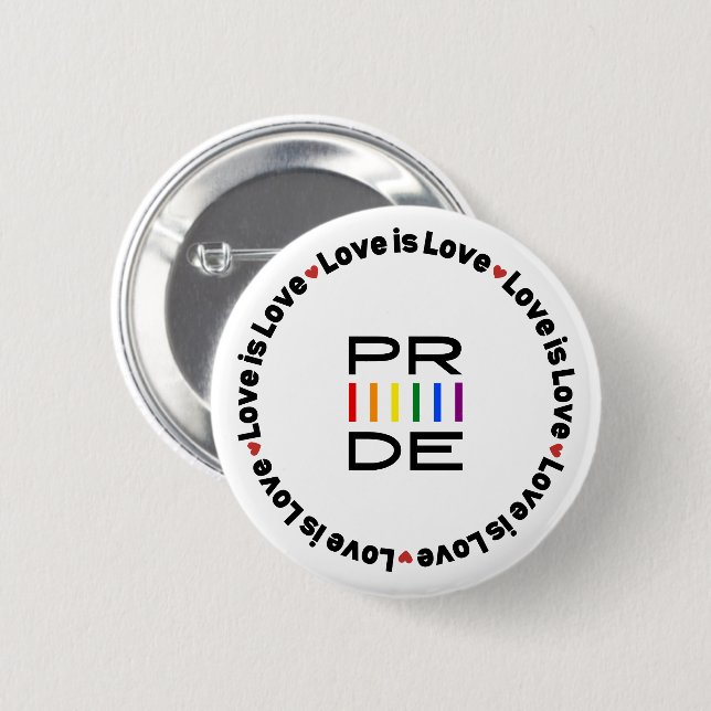 Pridet Rainbow Text med Kärlek är Kärlek Knapp (Framsida & baksida)