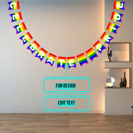 Pridet Rainbow Vågrät Bunting Flaggor