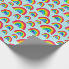 Pridet Rainbows Handmålad ljusblå färg Presentpapper