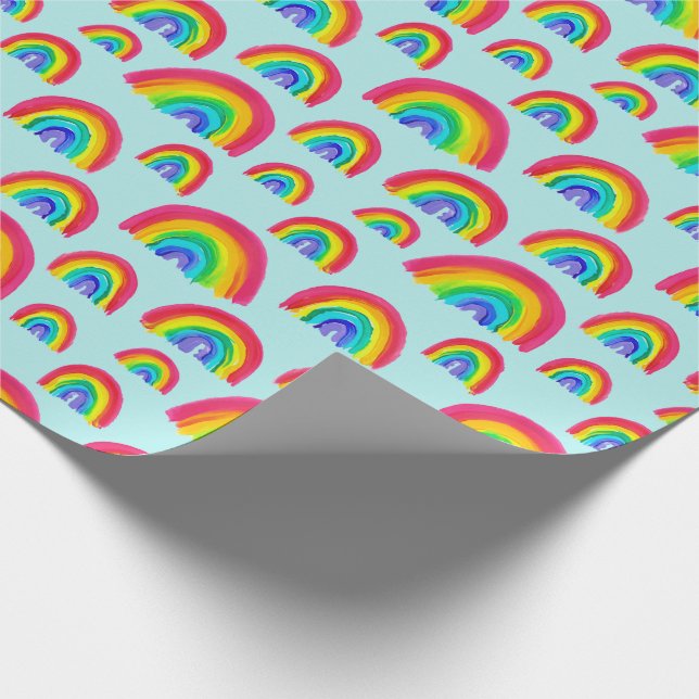 Pridet Rainbows Handmålad ljusblå färg Presentpapper (Hörn)