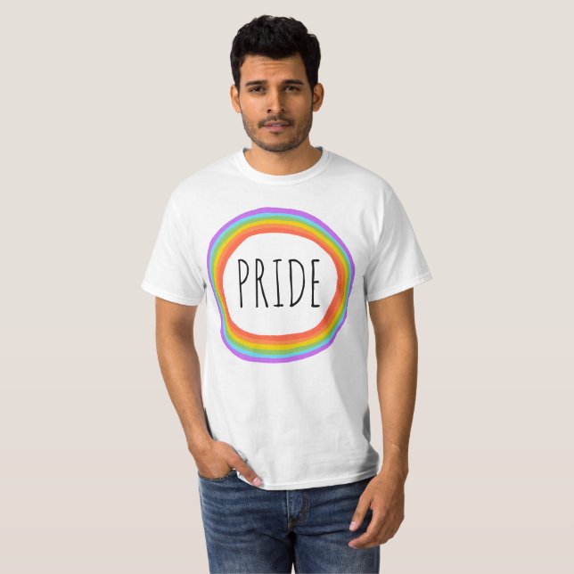 PRIDET Regnbågcirkel T-Shirt (Hel framsida)