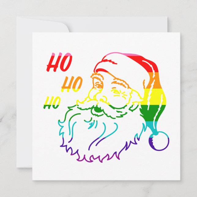 Pridet Regnbåge Cute Jul Jultomten Julkort (Framsida)