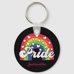 Pridet Regnbåge och Hearter HBT-TQ Nyckelring