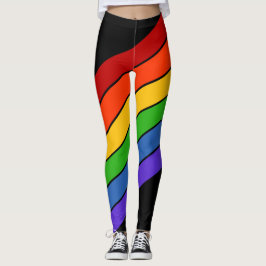 Pridet Regnbåge svart diagonalt, randat Leggings